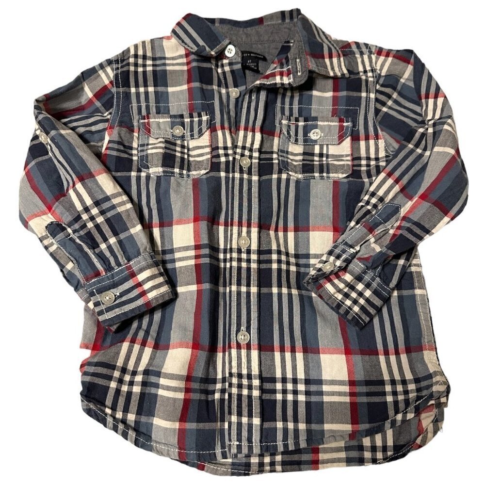 Tommy Hilfiger Classic Plaid Button down collared shirt size 4T